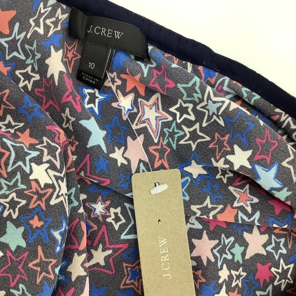 J. Crew Jacuzzi One-Shoulder Bow Star Print Top Black Size 10 NEW - Picture 6 of 8